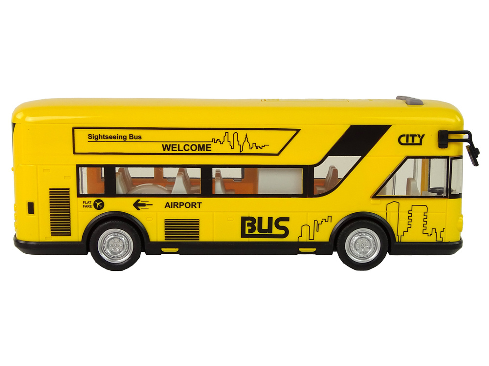 Muzikinis miesto autobusas su frikcine pavara leantoys, geltonas