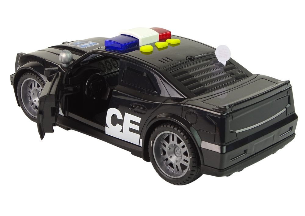 Žaislinis policijos automobilis lean toys, juodas, 25x9x11 cm