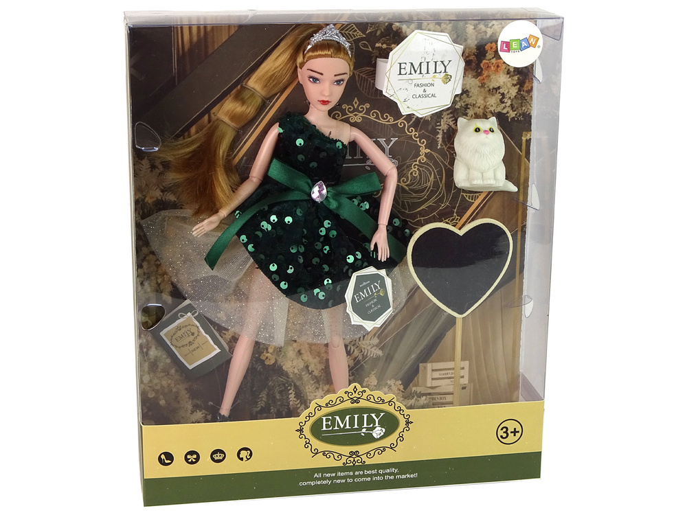 Lėlė emily su kačiuku lean toys