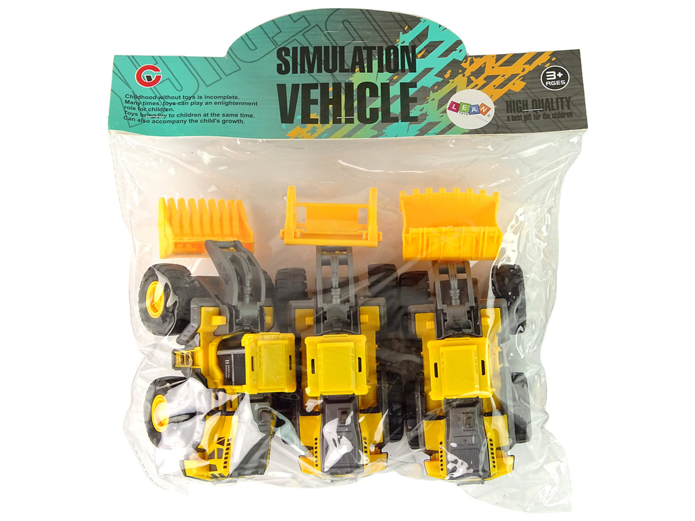 Žaislinis statybinių transporto priemonių rinkinys lean toys, geltonas, 3vnt.