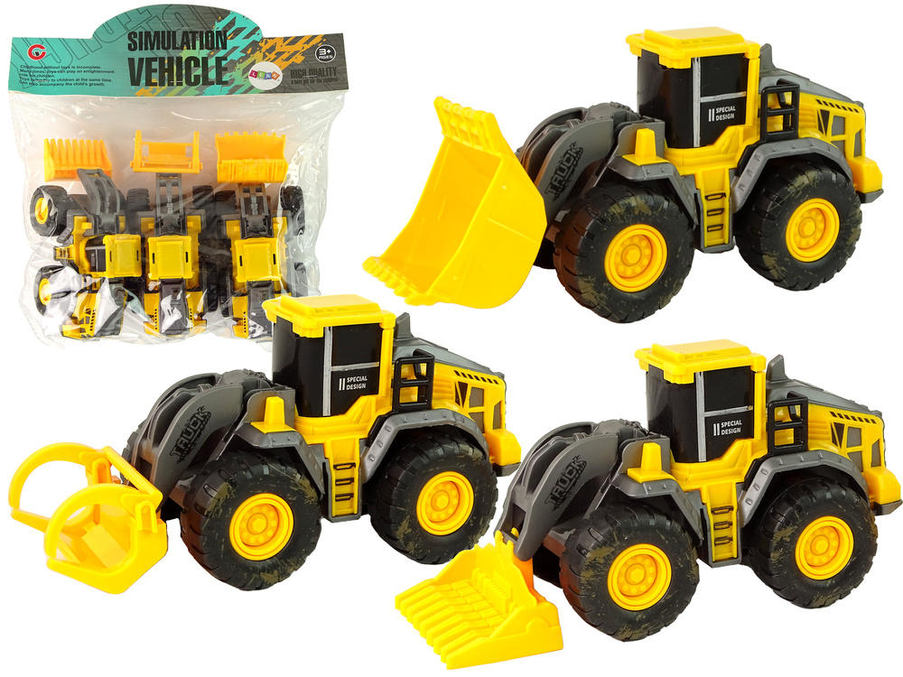 Žaislinis statybinių transporto priemonių rinkinys lean toys, geltonas, 3vnt.