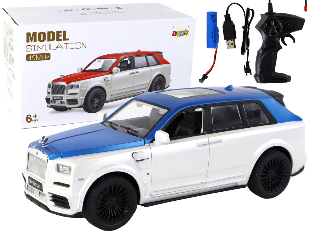Nuotoliniu būdu valdomas automobilis bvliiman lean toys, baltas/mėlynas, 26x10,5x10 cm
