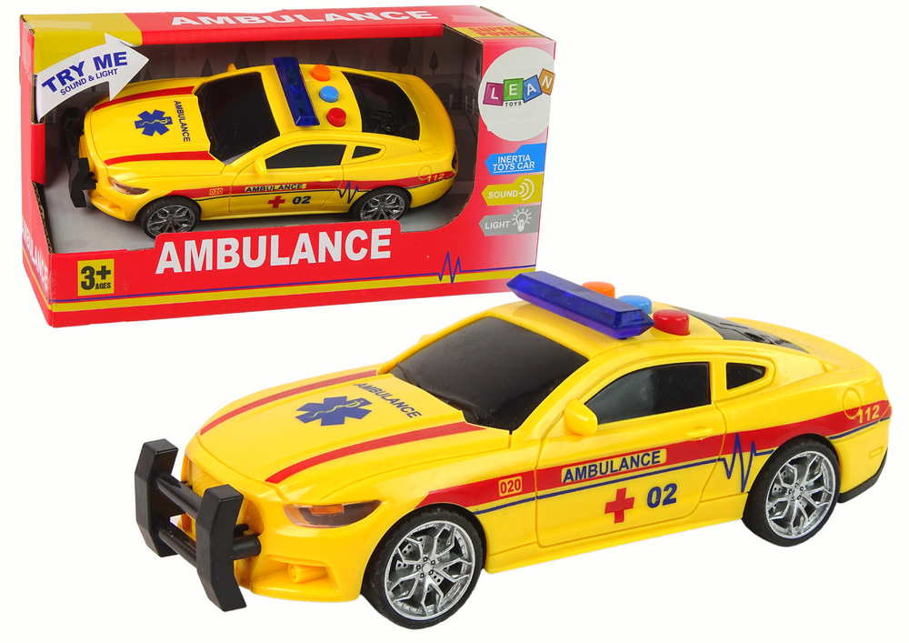 Žaislinis sportinis greitosios pagalbos automobilis lean toys, geltona