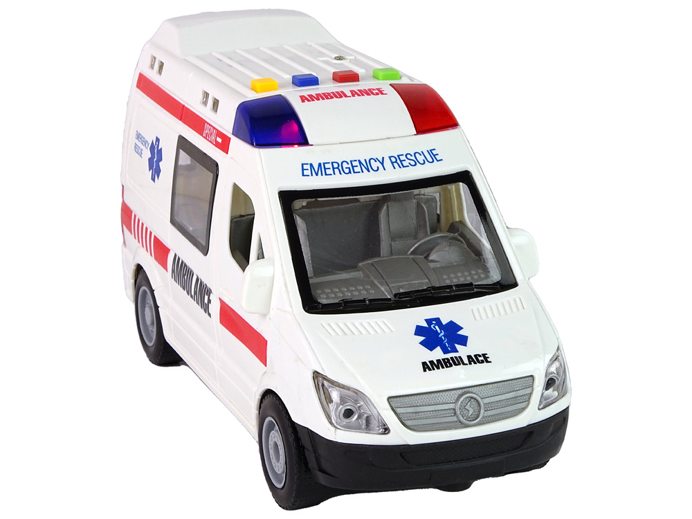 Greitosios pagalbos automobilis su garsais ir šviesomis
