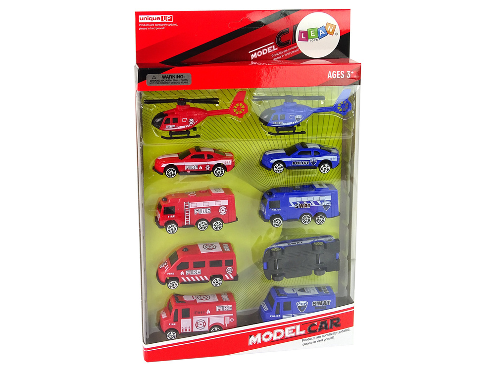 Gelbėtojų mašinėlių rinkinys lean toys, 10vnt.