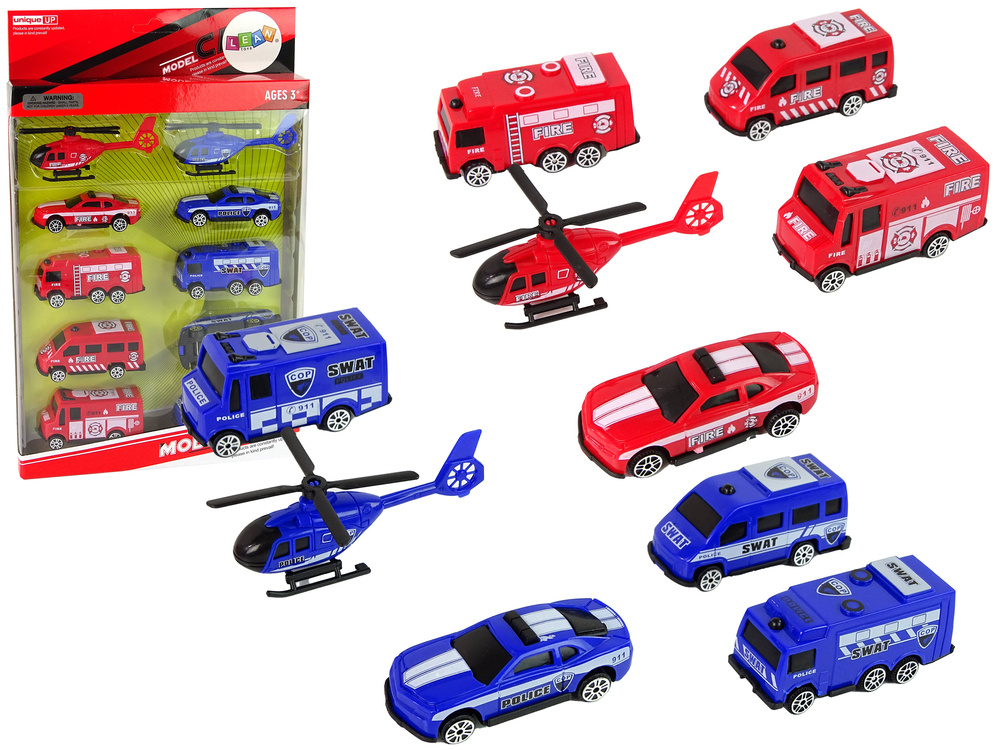 Gelbėtojų mašinėlių rinkinys lean toys, 10vnt.