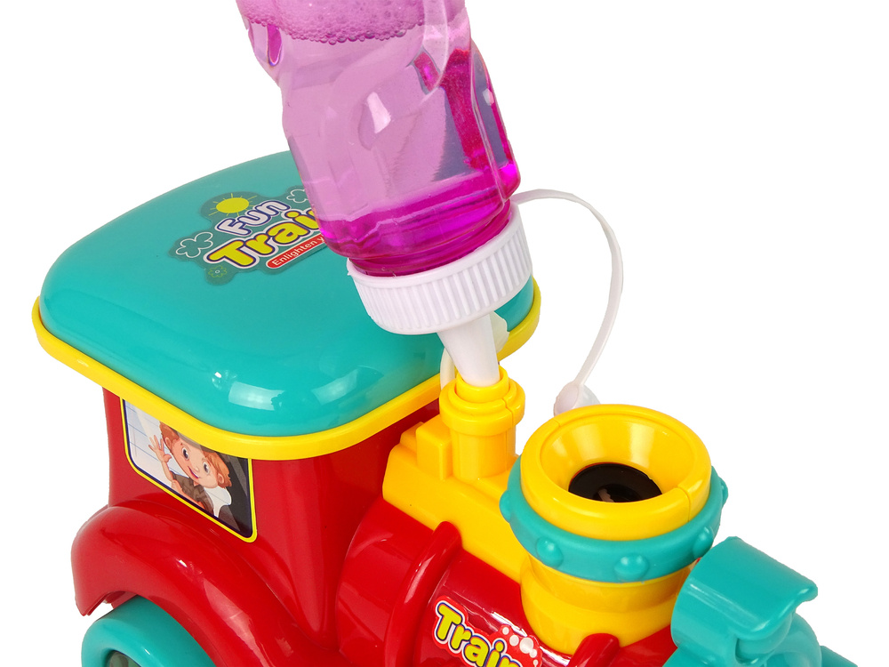 Muilo burbulų lokomotyvas lean toys su garsais ir šviesomis, raudonas
