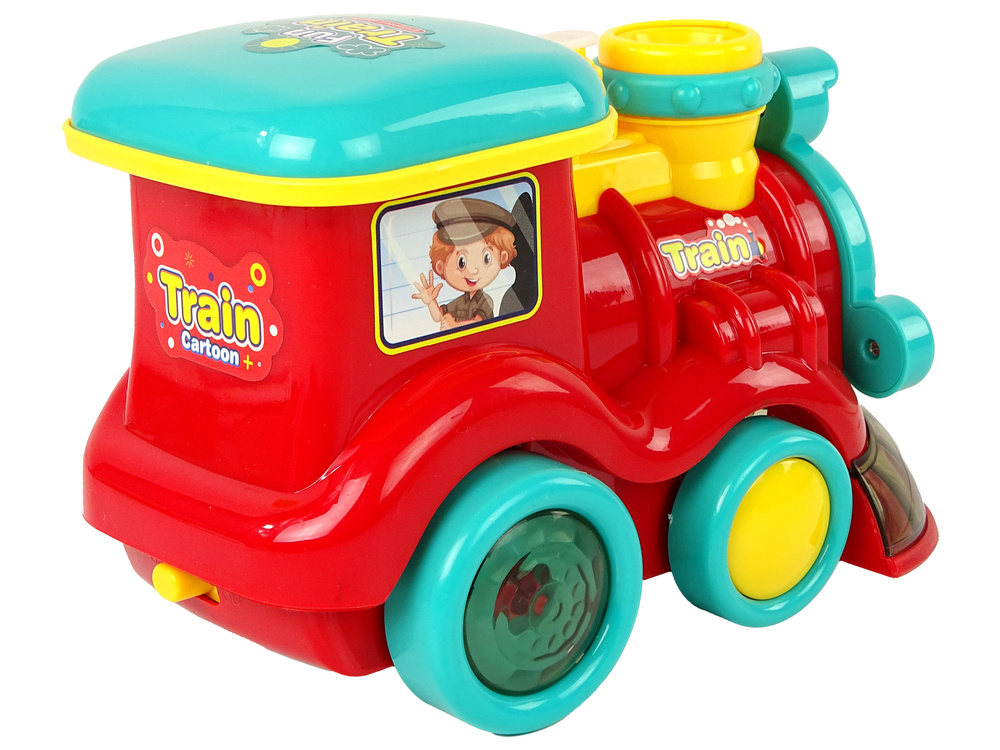 Muilo burbulų lokomotyvas lean toys su garsais ir šviesomis, raudonas