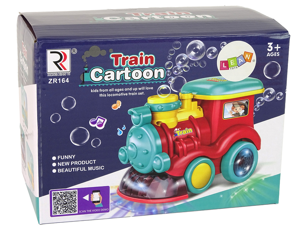 Muilo burbulų lokomotyvas lean toys su garsais ir šviesomis, raudonas