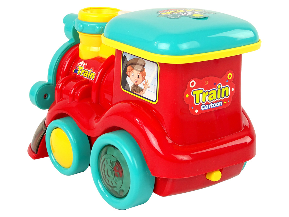 Muilo burbulų lokomotyvas lean toys su garsais ir šviesomis, raudonas