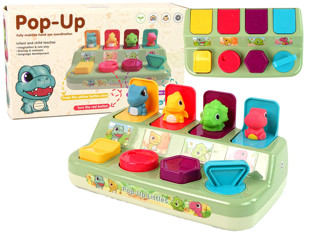 Edukacinis vikrumo žaislas dinozaurai pop-up lean toys