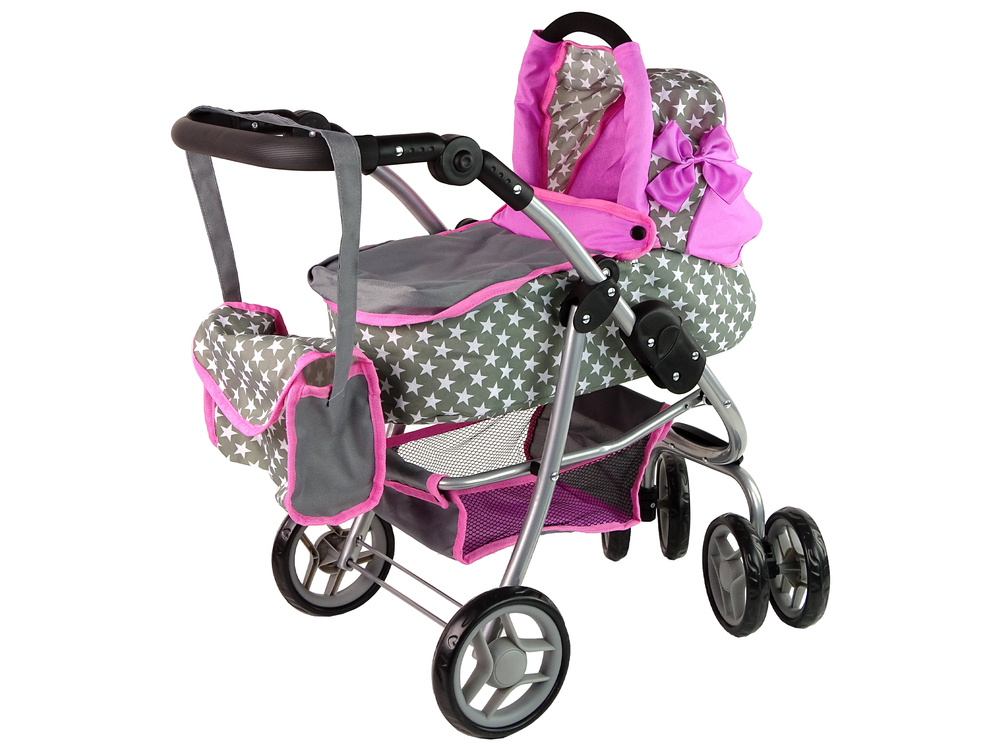 Lėlių vežimėlis lean toys 2in1, pilkas