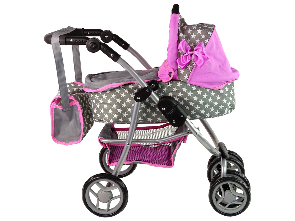 Lėlių vežimėlis lean toys 2in1, pilkas