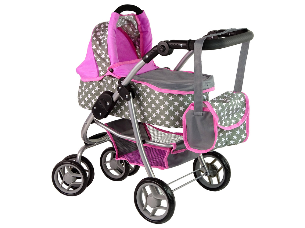 Lėlių vežimėlis lean toys 2in1, pilkas