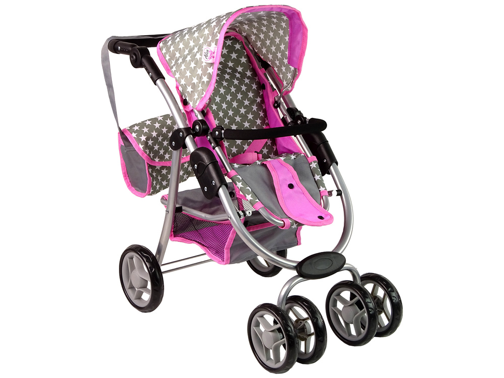 Lėlių vežimėlis lean toys 2in1, pilkas