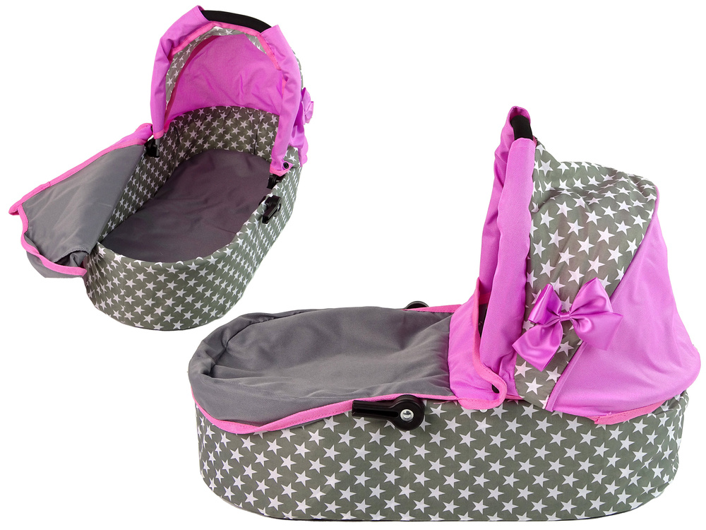 Lėlių vežimėlis lean toys 2in1, pilkas