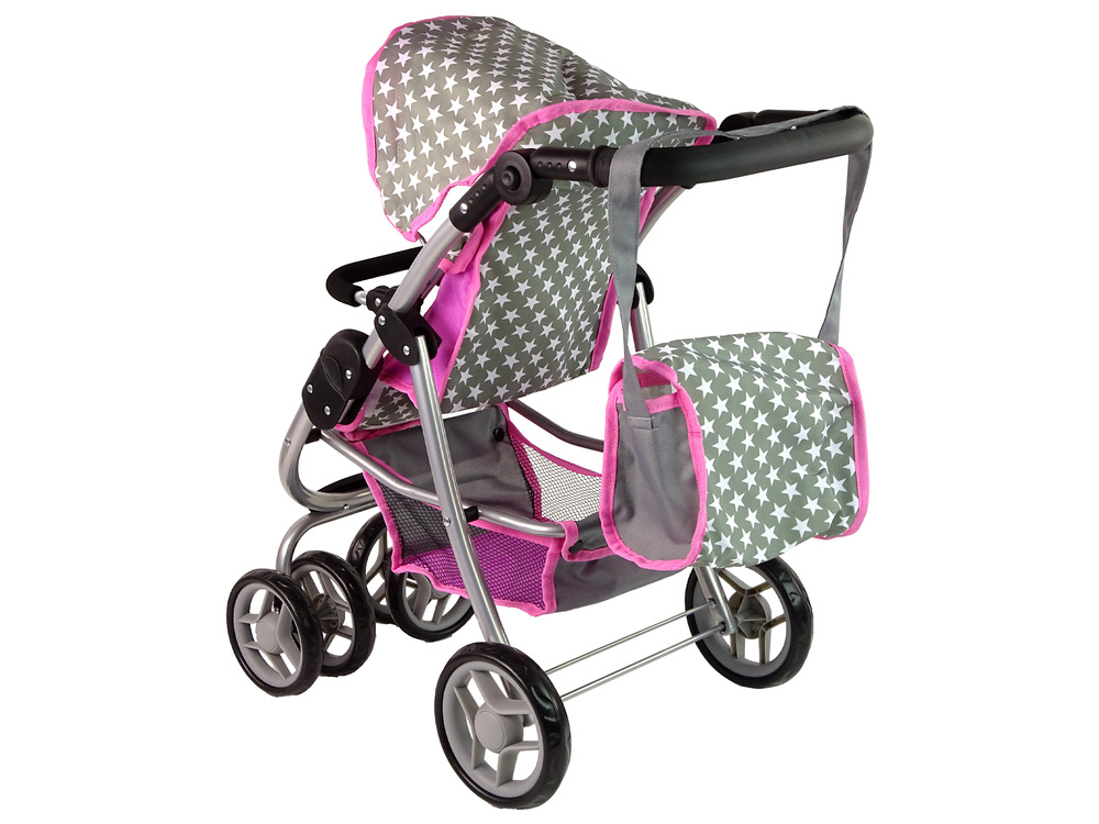 Lėlių vežimėlis lean toys 2in1, pilkas