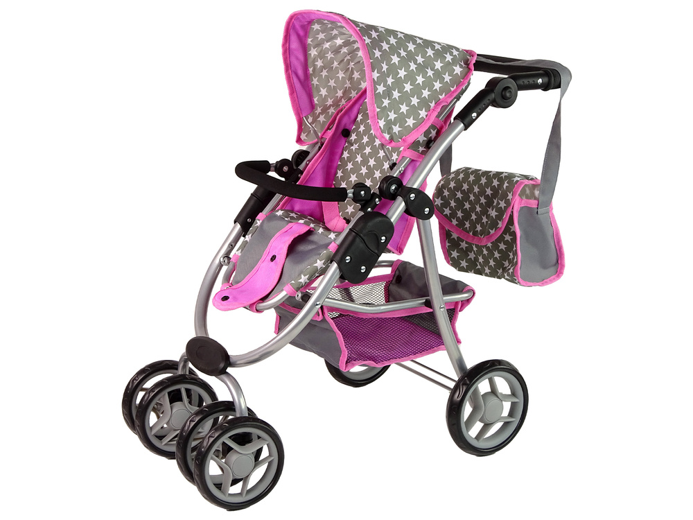Lėlių vežimėlis lean toys 2in1, pilkas