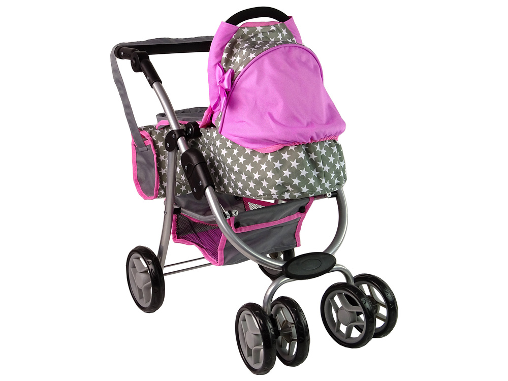 Lėlių vežimėlis lean toys 2in1, pilkas
