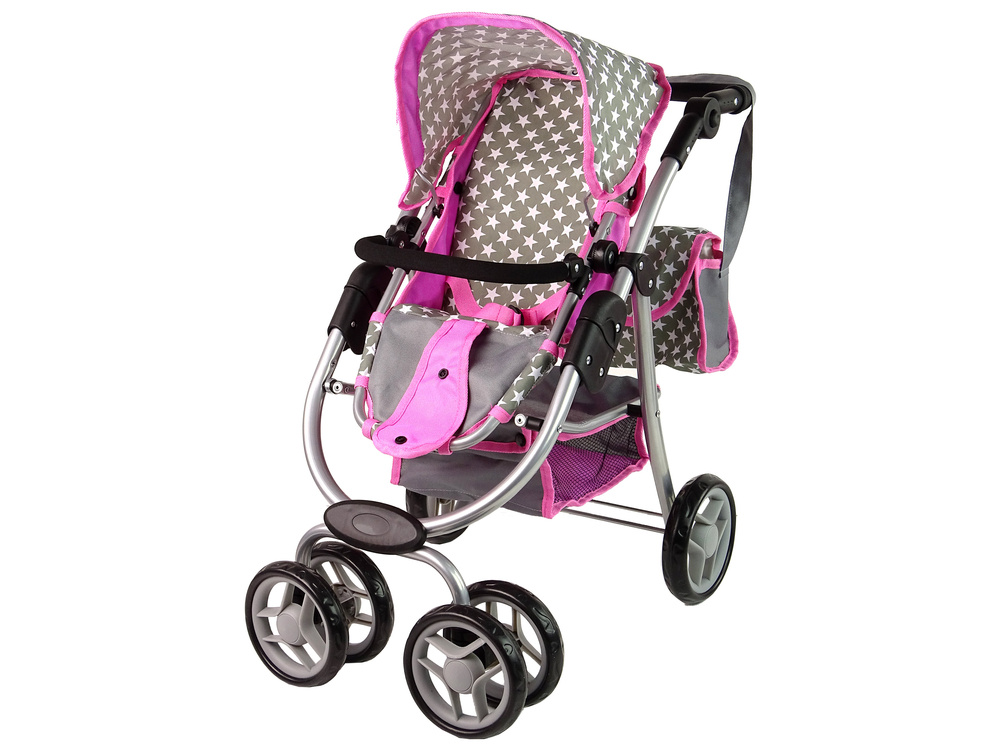 Lėlių vežimėlis lean toys 2in1, pilkas