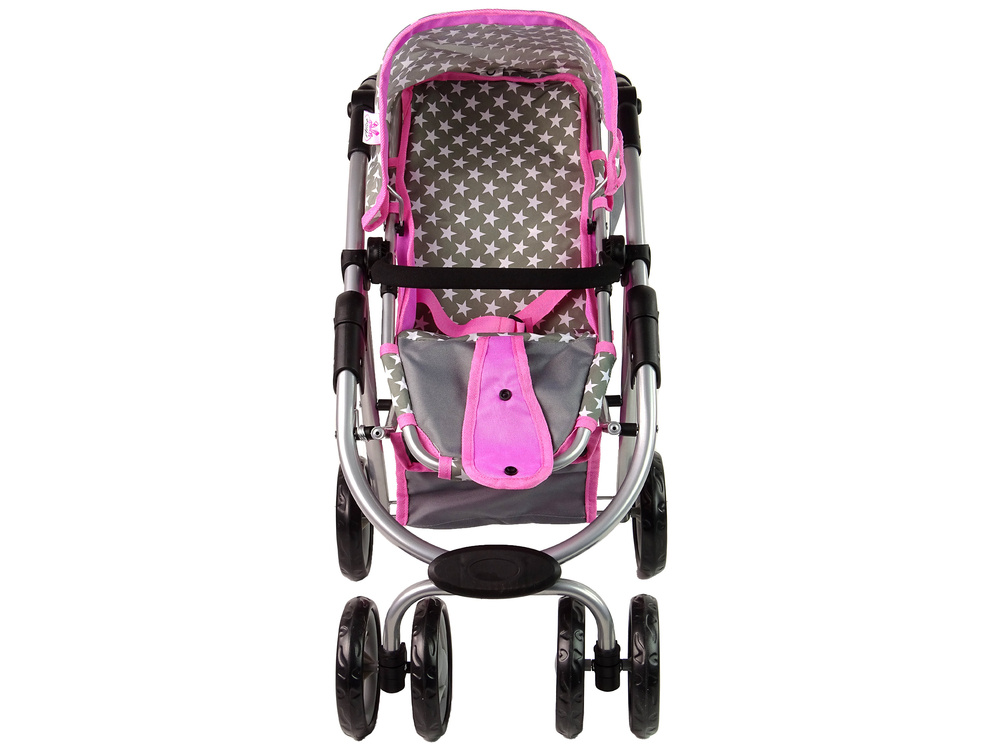 Lėlių vežimėlis lean toys 2in1, pilkas