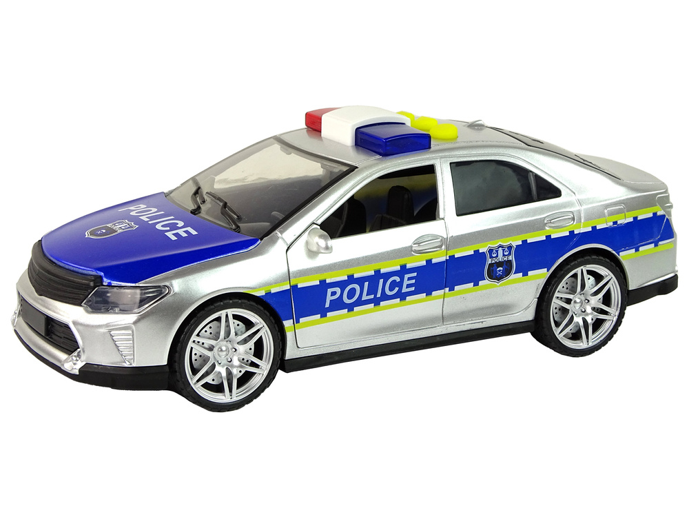 Žaislinis policijos automobilis lean toys, pilkas/mėlynas, 24x8x9 cm