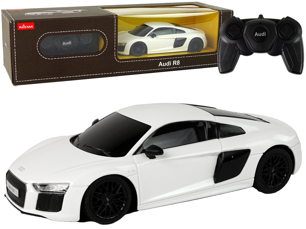 Radijo bangomis valdomas automobilis audi r8 1:24, baltas