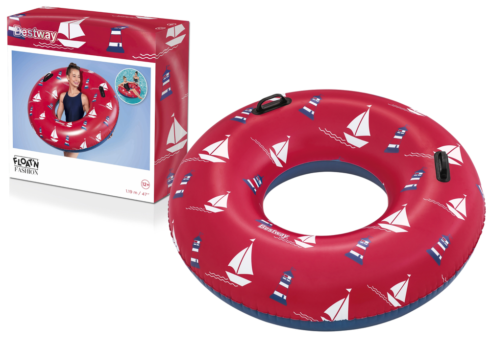Pripučiamas plaukimo ratas bestway, 119 cm, raudonas