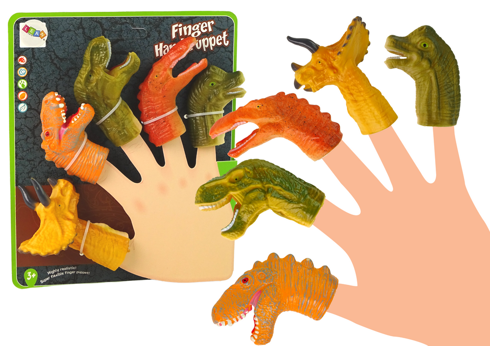 Pirštukinės lėlės lean toys dinozaurai, 5 vnt.