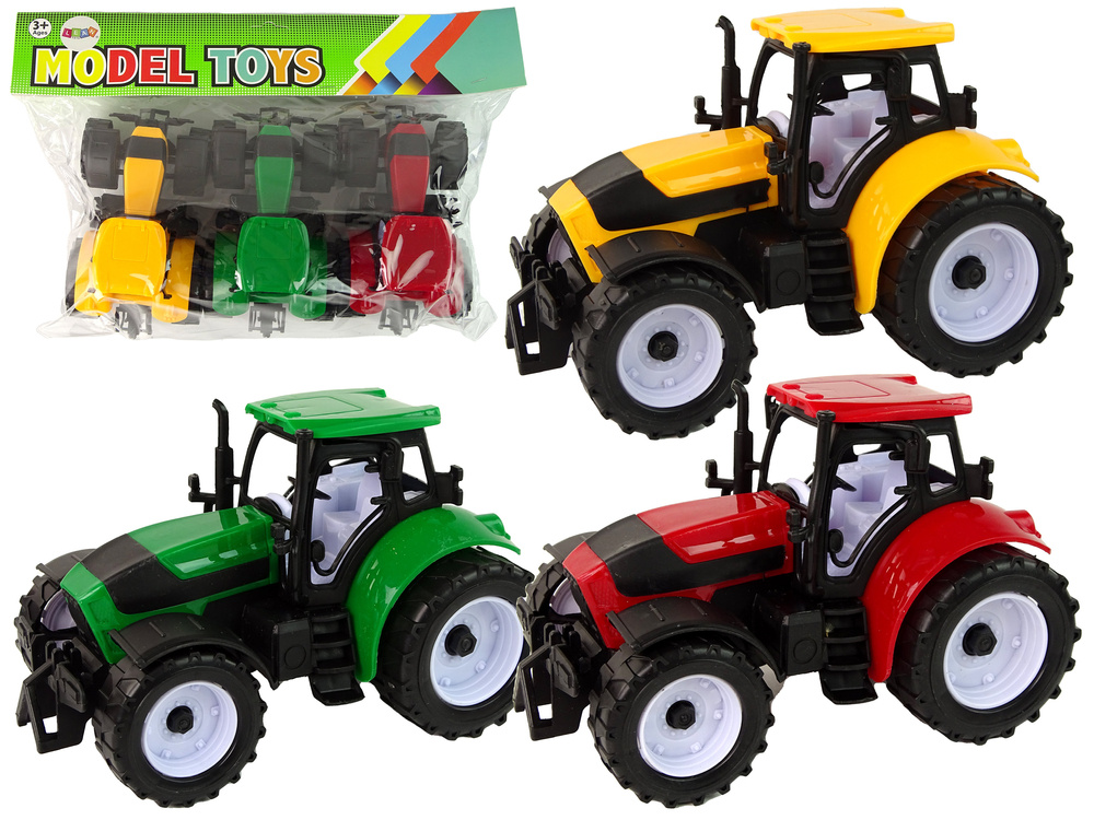 Žaislinių traktorių rinkinys lean toys, 3vnt