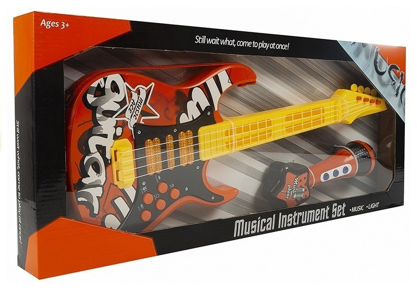 Vaikiška elektrinė gitara su mikrofonu, raudona