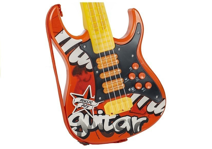 Vaikiška elektrinė gitara su mikrofonu, raudona