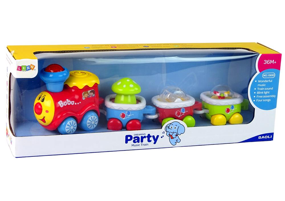 Mokomasis traukinys lean toys dreaming party music train