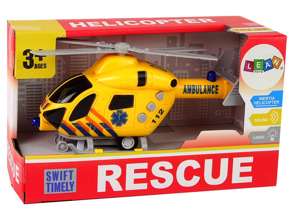 Žaislinis pagalbos sraigtasparnis su garsais lean toys, geltonas