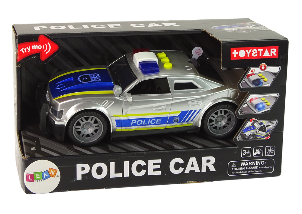 Sidabrinė policijos mašina su šviesomis ir garsais 1:14