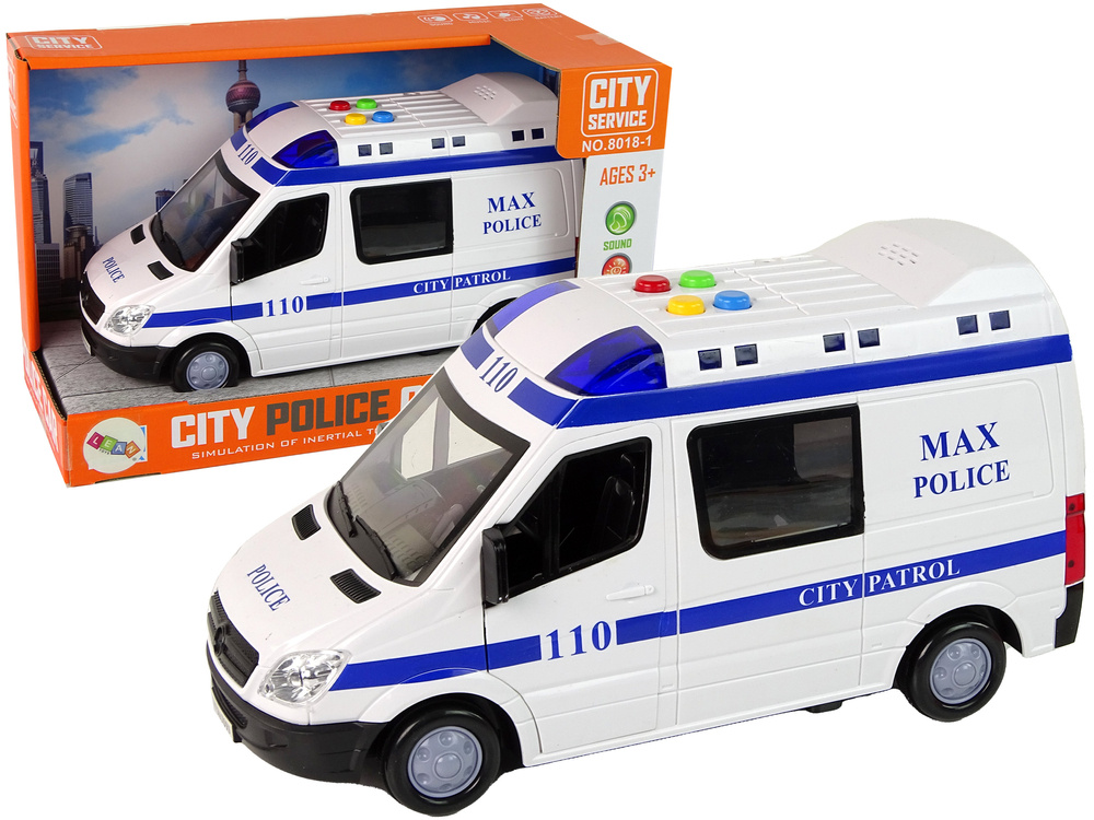 Policijos automobilis su frikcine pavara ir efektais leantoys