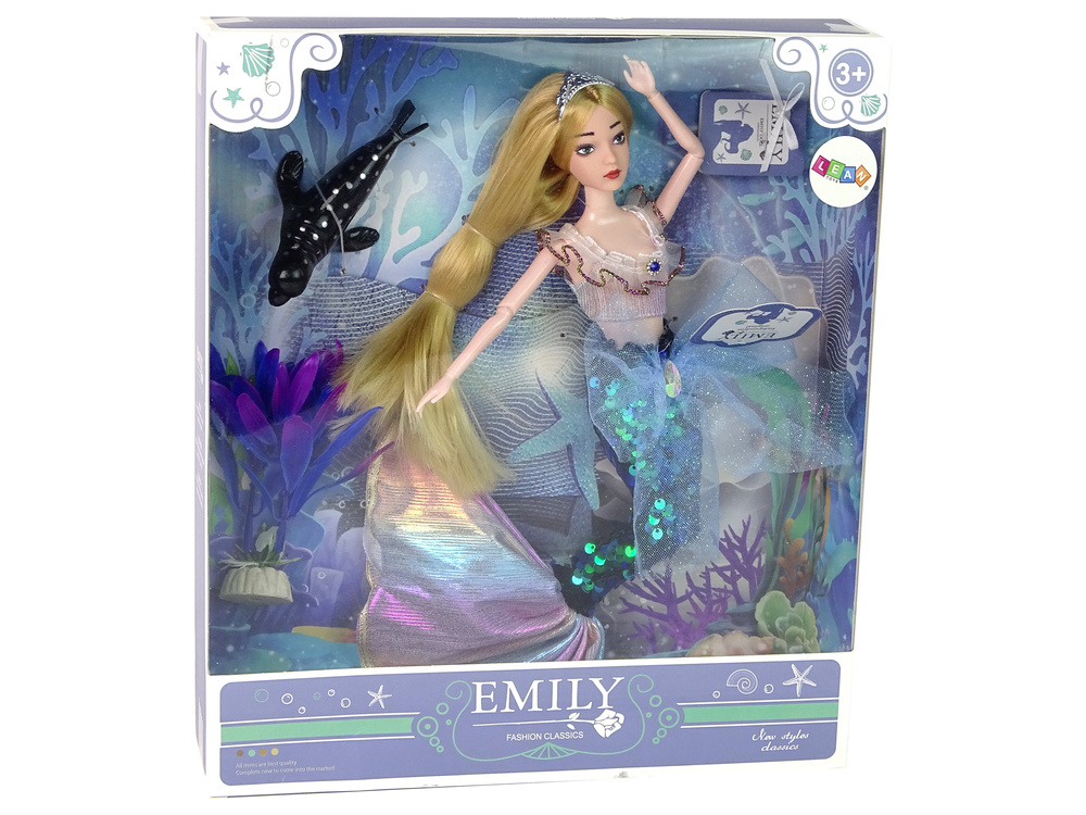 Lėlė undinėlė su priedais emily lean toys