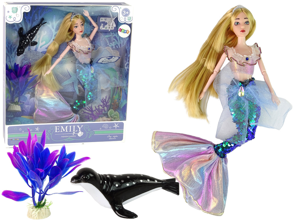 Lėlė undinėlė su priedais emily lean toys