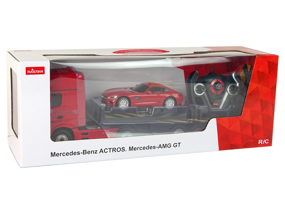Nuotoliniu būdu valdomas vilkikas mercedes-benz 1:26, raudonas