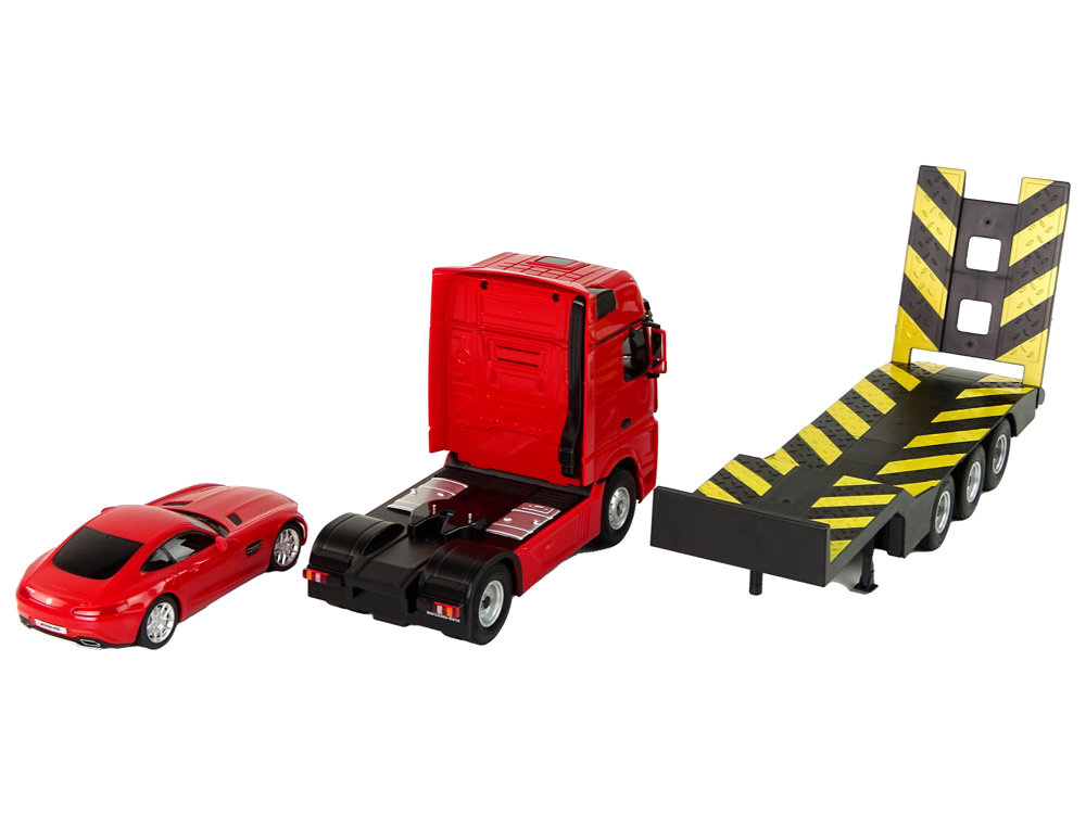 Nuotoliniu būdu valdomas vilkikas mercedes-benz 1:26, raudonas