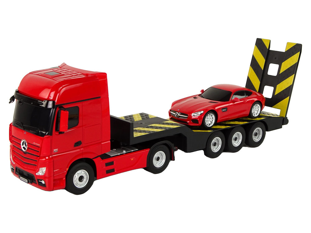 Nuotoliniu būdu valdomas vilkikas mercedes-benz 1:26, raudonas