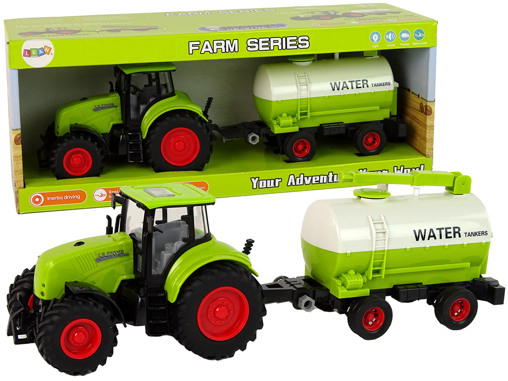 Traktorius su priekaba leantoys big wheels green farm