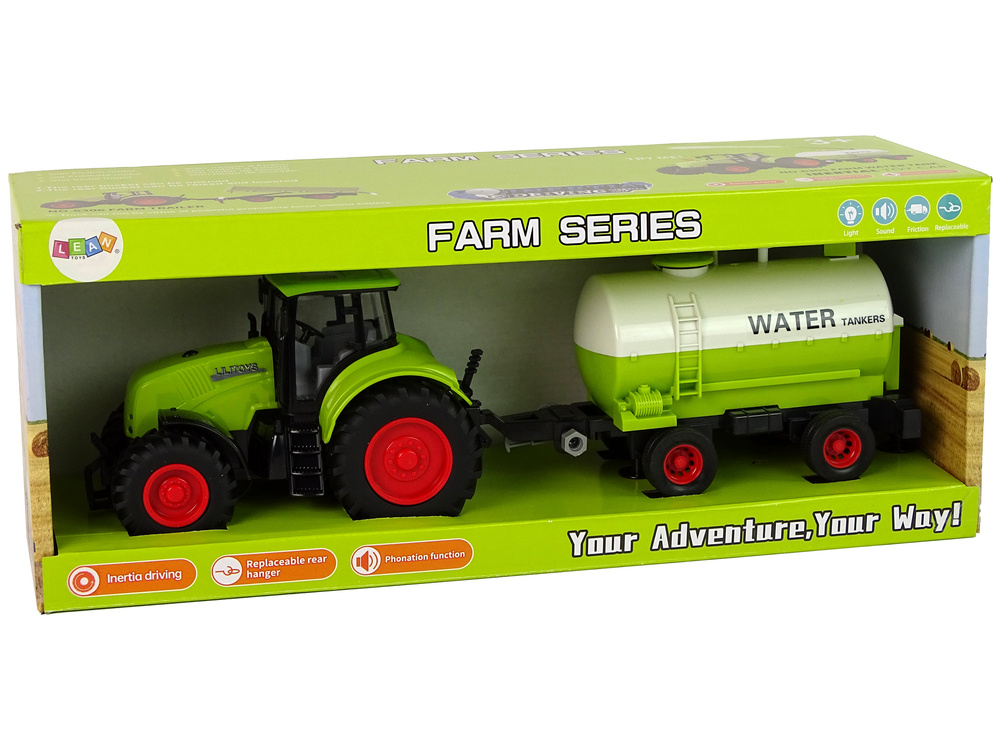 Traktorius su priekaba leantoys big wheels green farm