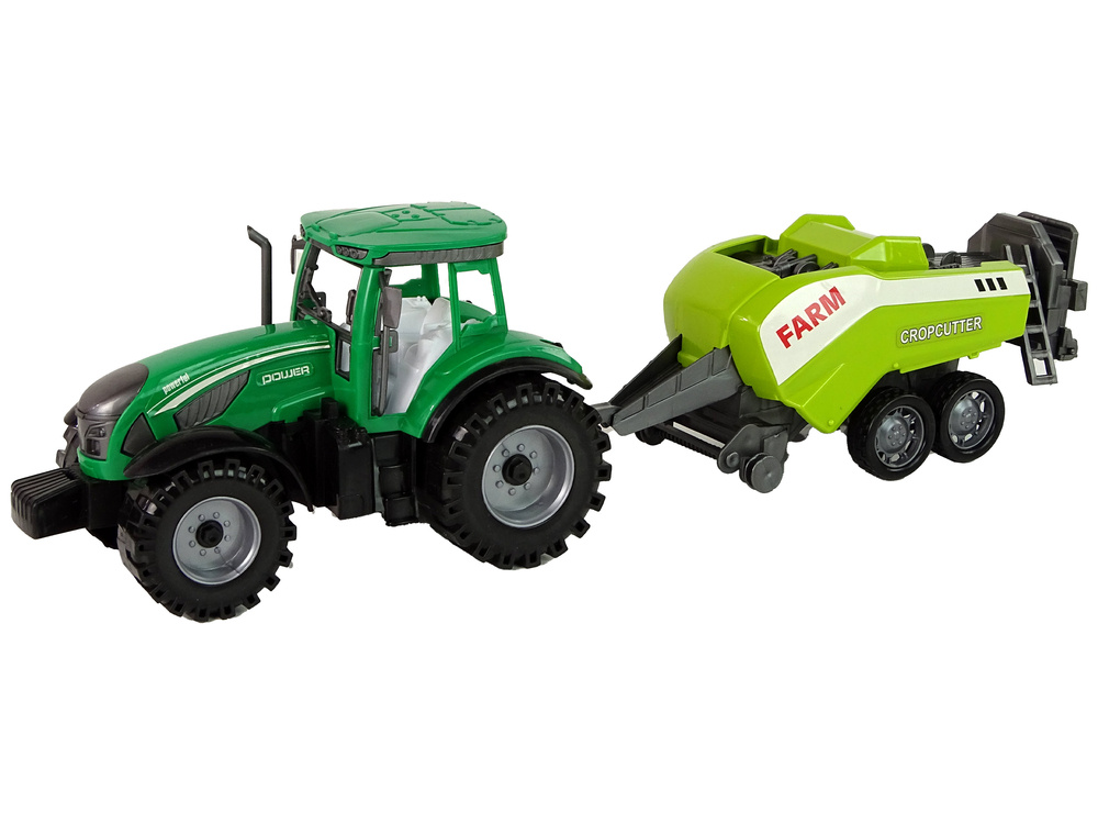 Traktoriaus su sėjamaja lean toys, žalias