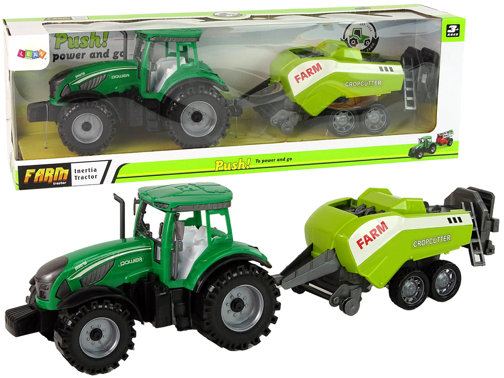 Traktoriaus su sėjamaja lean toys, žalias