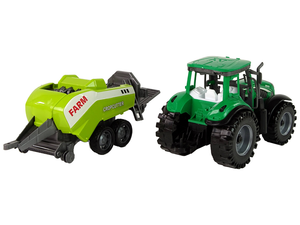 Traktoriaus su sėjamaja lean toys, žalias
