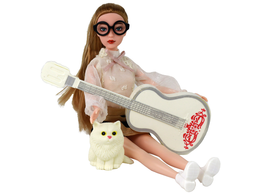 Lėlė emily su gitara ir kačiuku