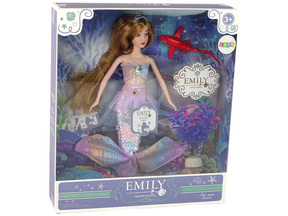 Lėlė undinė su priedais emily lean toys