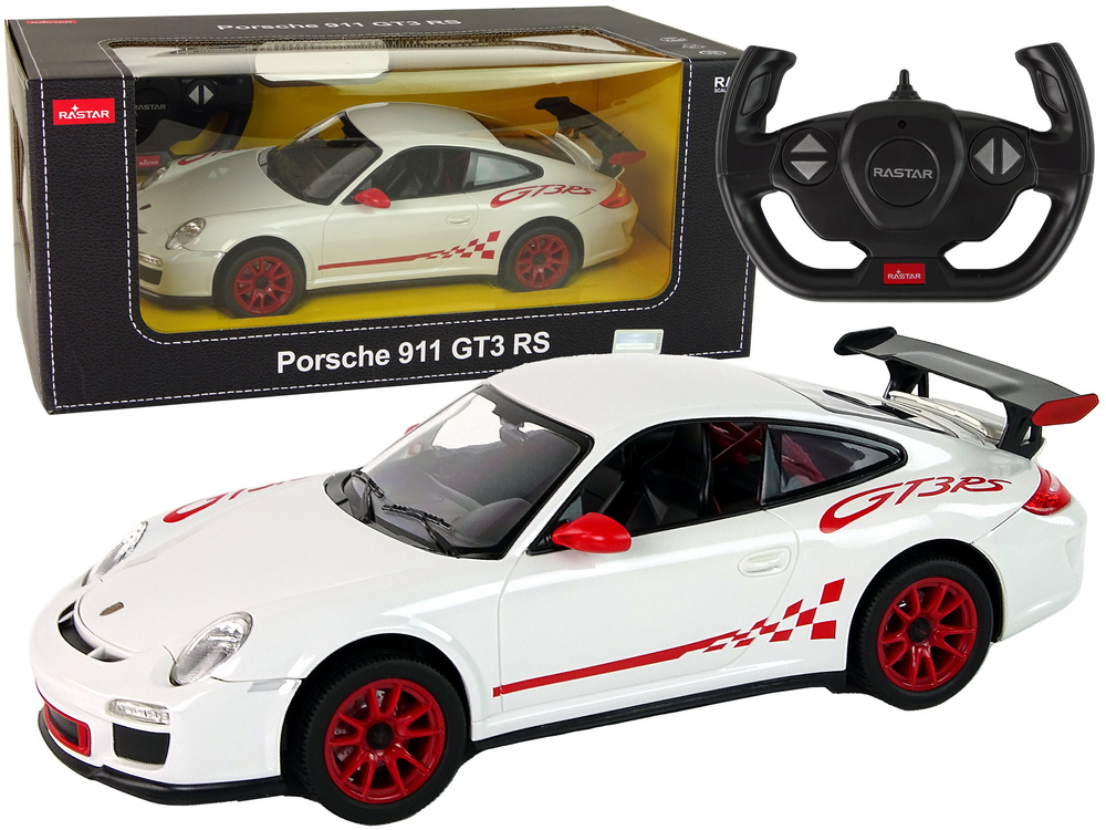 Pulteliu valdomas automobilis porsche 911 gt3 rs 1:14, baltas