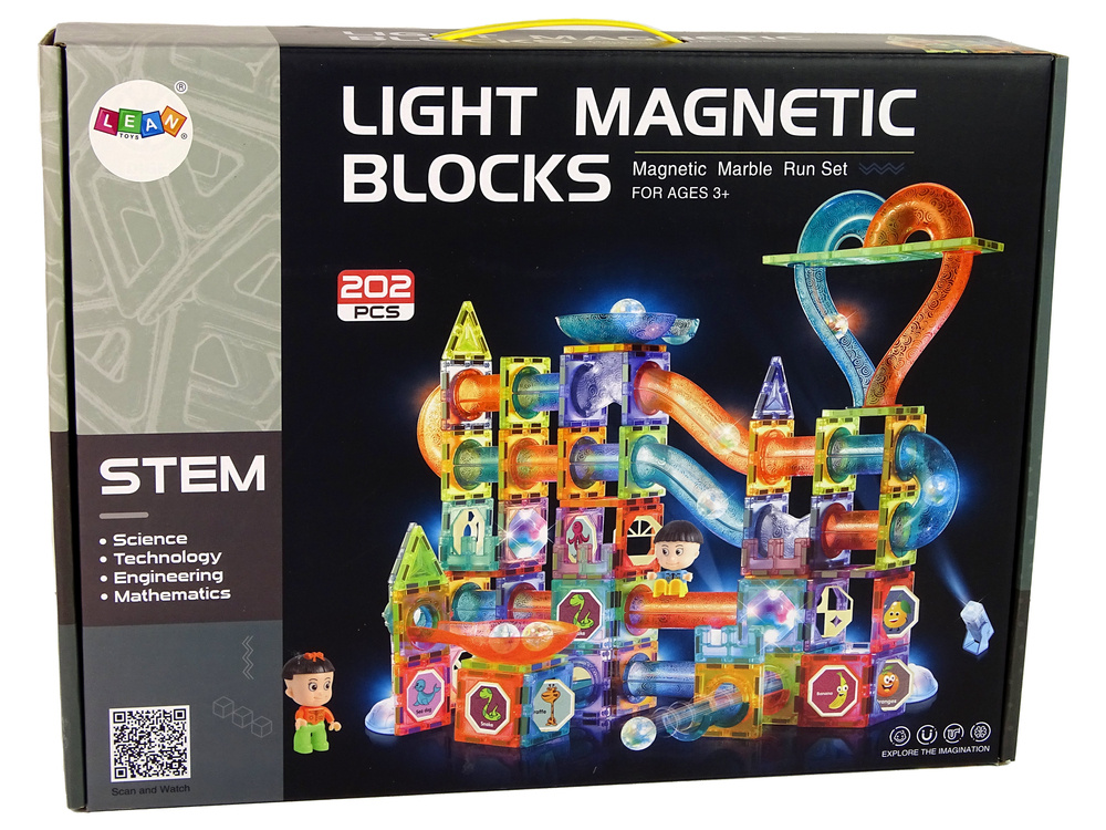 Kamuoliukų trasa su magnetiniais blokeliais, 202 detalės